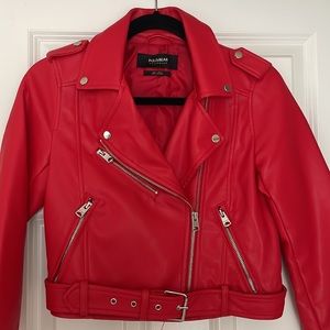 Pull & Bear Outerwear Red Leather Jacket